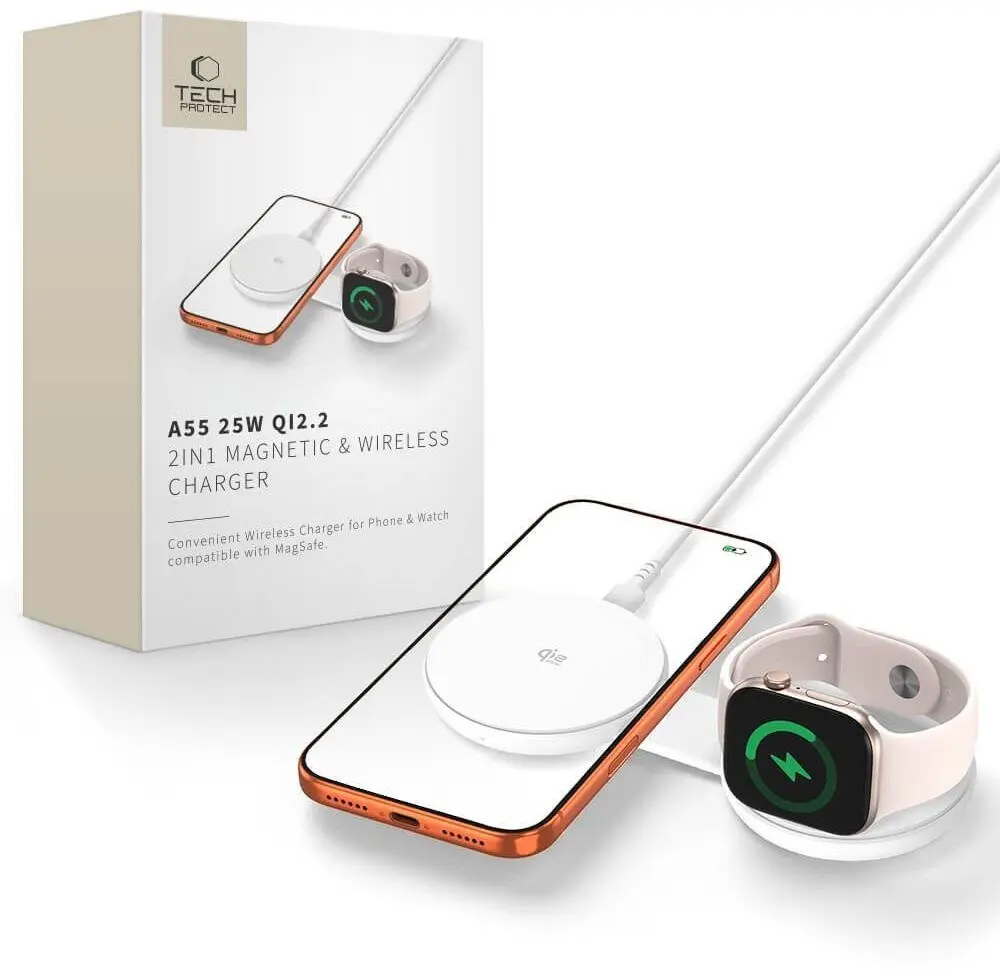 Bezvadu lādētājs Tech-Protect A55 2in1 Magnetic