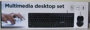 Мультимедийный настольный комплект Gembird KBS-UM-04 Проводная USB клавиатура и мышь черный раскладка США с 2 портами USB