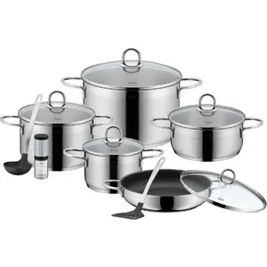 Silit Diamant Cooking Pot Set 9 Pieces Stainless Steel with Lids and Accessories