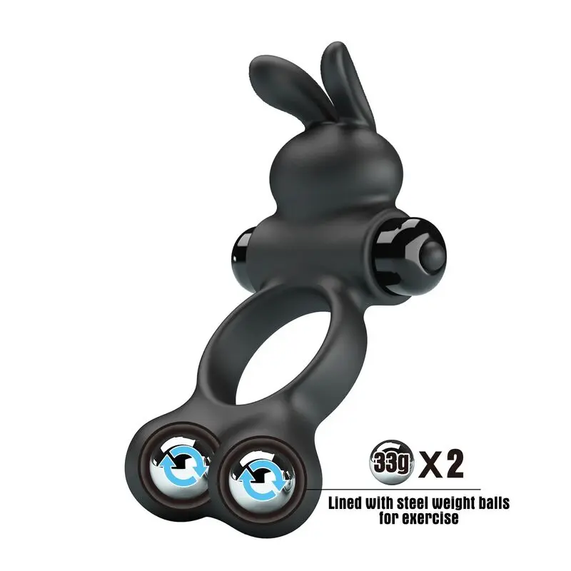 FOR HIM Vibrating Penis Ring with Bunny Stimulator Photo 3
