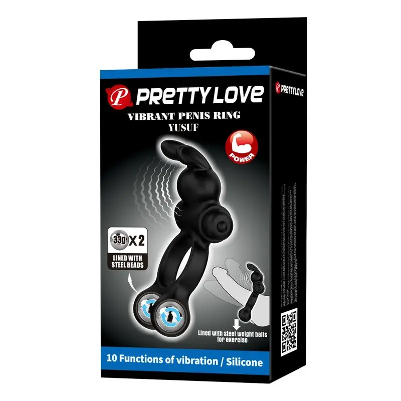 FOR HIM Vibrating Penis Ring with Bunny Stimulator Photo 4