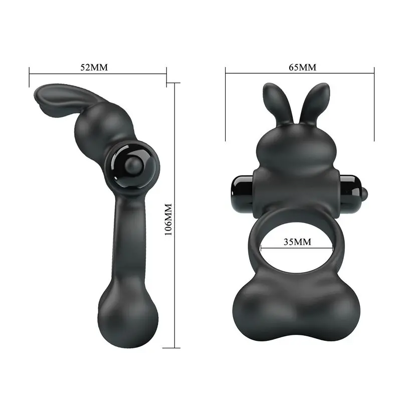 FOR HIM Vibrating Penis Ring with Bunny Stimulator Photo 10