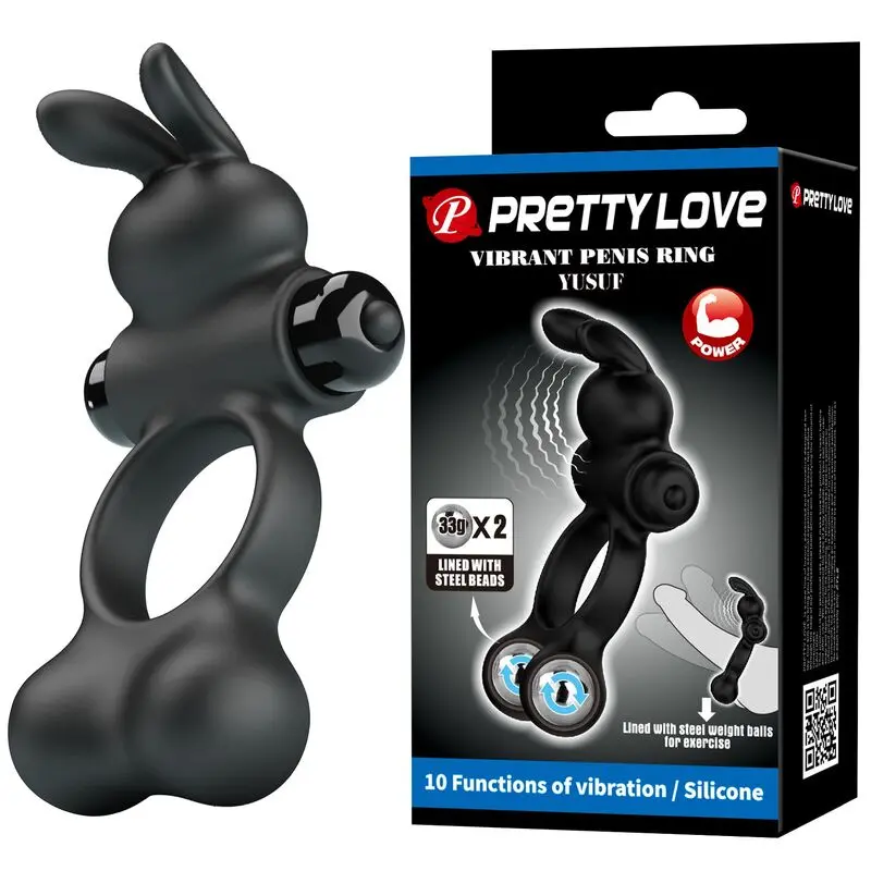 FOR HIM Vibrating Penis Ring with Bunny Stimulator Photo 11