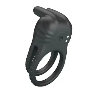 Вибрирующее кольцо для пениса Hightech Sini с 10 функциями USB аккумуляторное силиконовое черное
