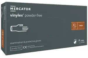 Mercator VINYLEX vinila cimdi vienreizējās lietošanas bez pūdera caurspīdīgi XL izmērs 100 gab