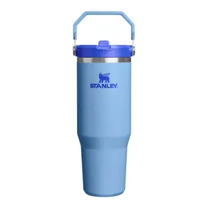 Termokruze ar salmiņu Stanley The IceFlow Flip Straw 2.0 Tumbler 0.89L gaiši zila ar dubulto vakuuma izolāciju
