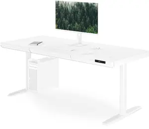 Jan Nowak ELLIS Electric Sit-Stand Desk with Drawer and Qi Wireless Charger, White, 1600 mm