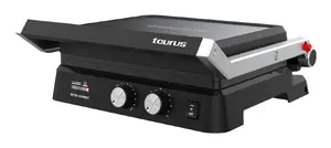 Taurus Bistro Gourmet 2-in-1 Contact Grill 2600 W with 180° Lid Opening, Adjustable Thermostat, 5 Power Levels, and Non-Stick Griddle Surface