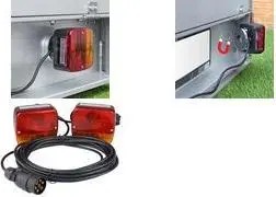 IWH Trailer Rear Light with Magnetic Base 6 Functions 12V Universal Set for Cars Trucks and Caravans