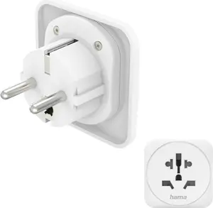 HAMA 00137246 3-pole universal world to Europe travel adapter type E and F white
