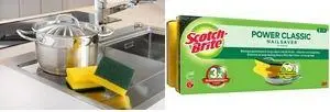 Scotch-Brite Classic trauku mazgājamais sūklis 3 gabalu iepakojumā ar īpaši jaudīgu šķiedras pusi un nagu aizsardzību