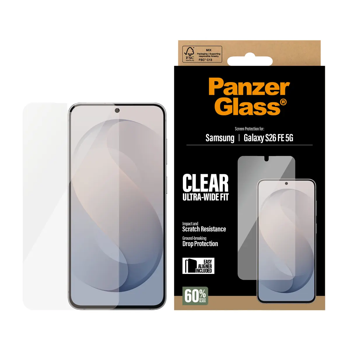 PanzerGlass Ultra-Wide Fit Screen Protector for Galaxy S26 FE 5G Photo 2