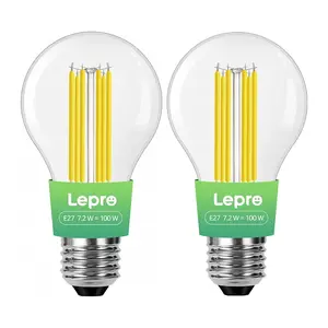 Lepro 100094-WW-EU-2 E27 Filament LED Bulb 7.2W 1521 lm 2700K Warm White Class A 2-Pack