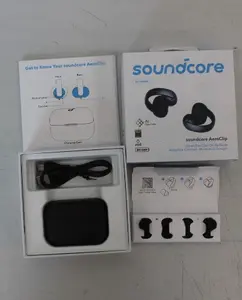 Anker Soundcore AeroClip Open-Ear klipšu austiņas melnas ar Bluetooth, 12mm skaļruņiem, mikrofonu, ūdensizturību un pielāgojamu komfortu