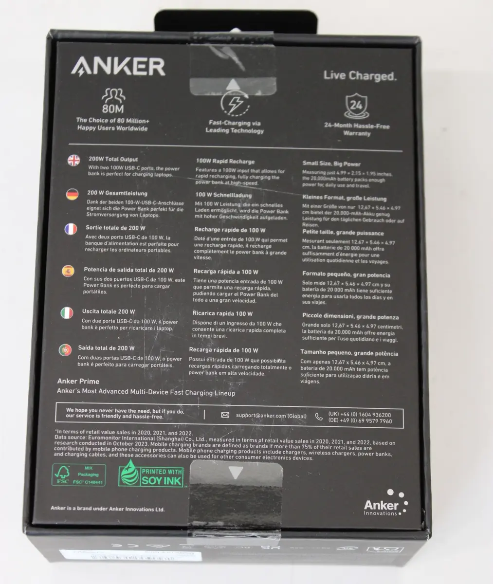 Anker Prime ārējais akumulators 20000 mAh 200W Melns Photo 2