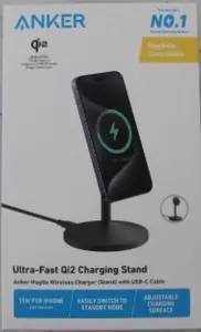 Anker MagGo Wireless Qi2 15W Charger Black 360° Rotation Adjustable Charging Surface Hands-Free Charging