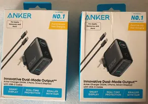 Anker Charger Charger (100W, 3 Ports, Smart Display) with USB-C Cable Dark Gray
