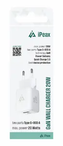 ER GaN Mains Charger 20W USB-C and USB-A White