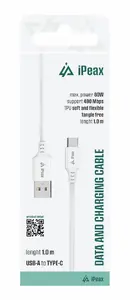Кабель ER USB-A / USB-C 1м USB 2.0 белый TPU