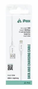 Кабель для зарядки и передачи данных ER TPU USB-A на Lightning USB 2.0 1 метр белый