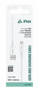 Кабель для передачи данных и зарядки ER USB-A на Lightning TPU 1.5м USB 2.0 Белый