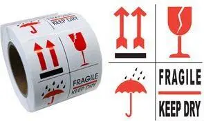 rillprint Permanent Warning Labels Fragile Keep Dry White Red Black