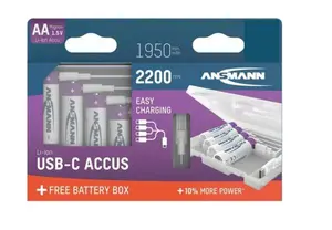 ANSMANN 1312-0044 AA Litija jonu uzlādējamais akumulators 1.5V 1950 mAh 4 gab.