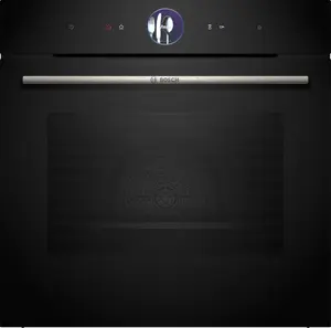Bosch HRG7361B1 electric oven with steam function, 71 liters capacity, black finish, energy rating A+, temperature range 30-300 °C, and WiFi connectivity