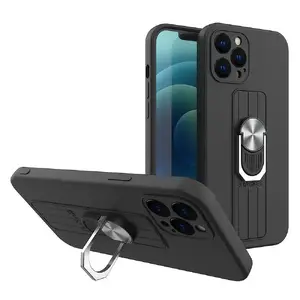 Ring Case Silicone Case with Finger Grip and Stand for Samsung Galaxy A33 5G Black