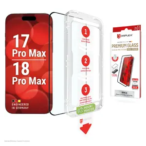 Защитное стекло Displex MountMaster Premium Full Cover для Apple iPhone 18 Pro Max и 17 Pro Max 10H Прозрачное