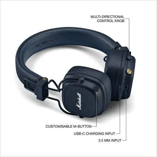 Marshall Major V Wireless Headphones Midnight Blue Photo 3