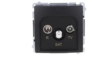Kontakt-Simon Simon Basic R-TV-SAT Caurplūdes antenas ligzdas modulis, 1x ieeja: 5 MHz - 2.4 GHz, melns
