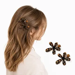 eCarla SP470 Hair Clips Set 2 Pieces Flowers and Leopard Print