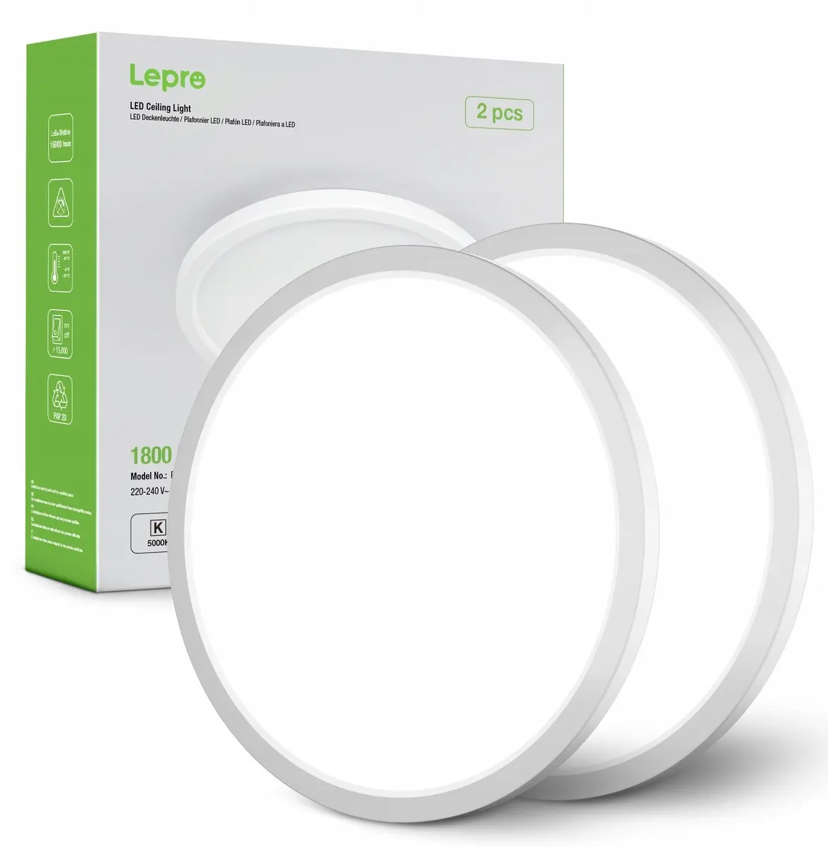 Belideco LEPRO 1500038-DW-EU-2 Griestu gaismeklis 18W