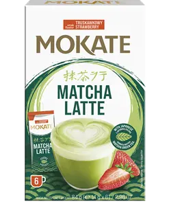 MOKATE Latte Matcha Zemeņu šķistošais dzēriens 14g 6gb