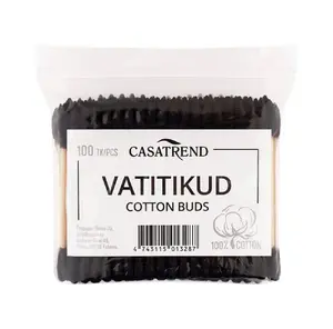 Black Cotton Swabs CASATREND 100 pcs Bamboo and Cotton