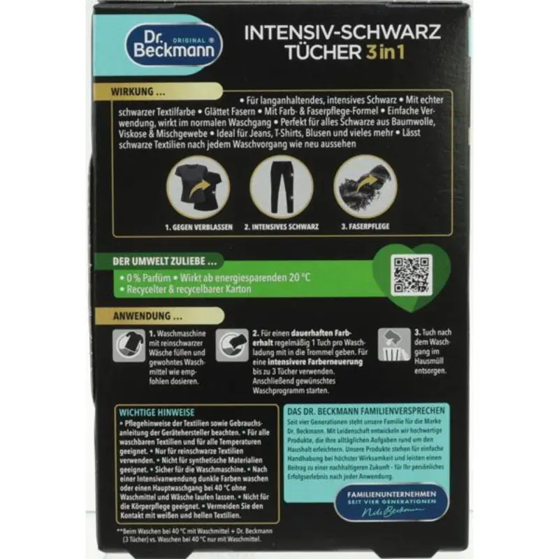 Dr. Beckmann Farb & Faser Refresh 2in1 Black Fabric Sheets Photo 3
