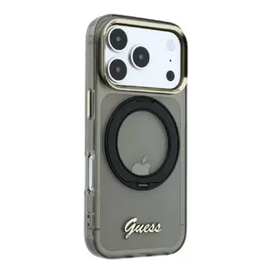 Guess Hard Case for Apple iPhone 18 Pro Max MagSafe IML Ring Stand 360 Script Metal Logo Black
