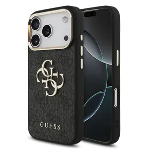 Чехол-накладка GUESS для Apple iPhone 18 Pro черный полиуретан с большим логотипом 4G Classic