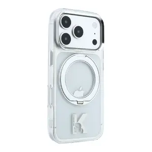 Karl Lagerfeld Kameo Metal Transparent Hard Case with MagSafe and 360 Ring Stand for Apple iPhone 18 Pro
