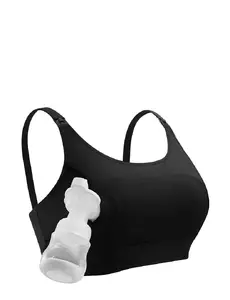 Momcozy HF088-BL02XL-A Hands-Free Nursing Bra Black 2XL Seamless Female Adult