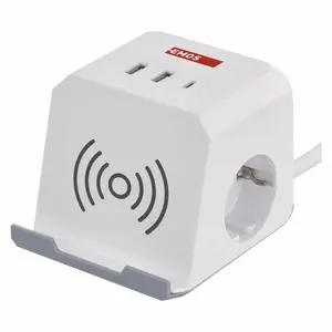 EMOS P0222CQ elektribas pagarinatajs 2 kontaktligzdas balts ar 2x USB-A un USB-C pieslegvietam 2 metru kabelis