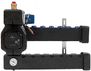 Wavin Midishunt 6-circuit insulated floor heating manifold with Grundfos UPM3 Hybrid 15-70 pump