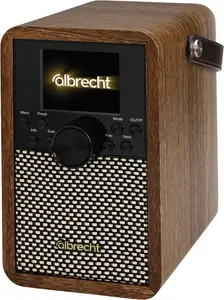 Портативный цифровой радиоприемник Albrecht DR710 DAB+ FM с Bluetooth воспроизведением MP3 8Вт RMS дисплеем и аккумулятором под дерево