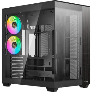 Ocypus Delta C74 ARGB Black Panoramic Gaming PC Case with Tempered Glass and ARGB Lighting