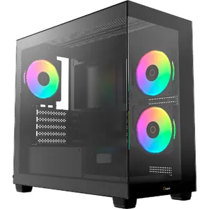 Ocypus Gamma C50 ARGB Gaming PC Case in black with tempered glass and mesh airflow design
