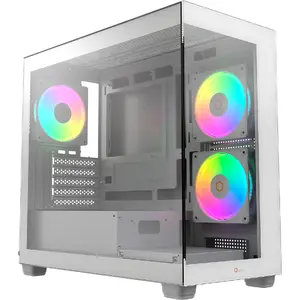 Ocypus Gamma C50 ARGB Gaming PC Case, White, Mesh Airflow Design, Tempered Glass, ARGB Lighting, Water Cooling Support