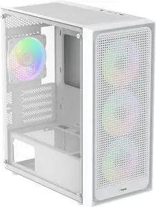 Ocypus Gamma C50 ARGB Gaming PC Case, White, Mesh Airflow Design, Tempered Glass, ARGB Lighting, Water Cooling Support