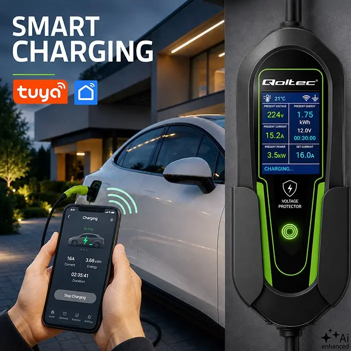 QOLTEC EV lādētājs Type 2 3.5kW Wi-Fi 5m 53180 Photo 7