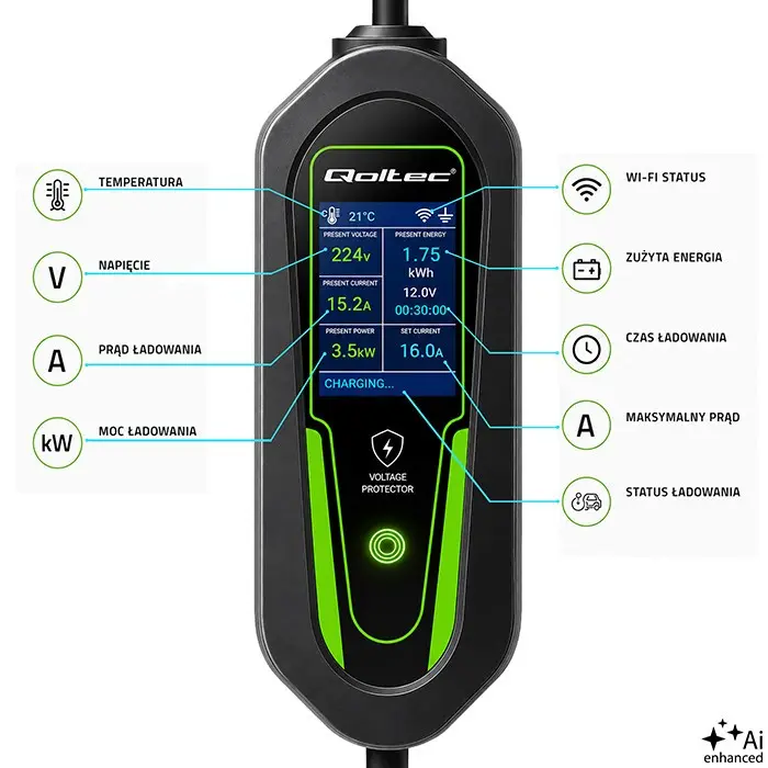 QOLTEC EV lādētājs Type 2 3.5kW Wi-Fi 5m 53180 Photo 10